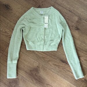 Urban Outfitters Light Green Cropped Cardigan, Xs, nwt